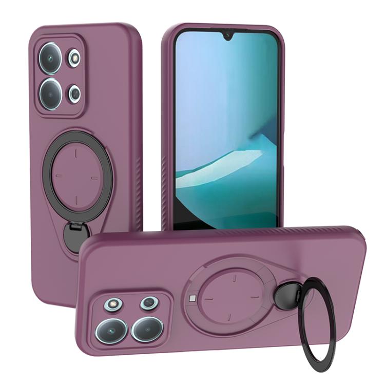 

For Redmi 15C 5G / 4G EU 173mm Ring Shield MagSafe TPU Phone Case with 360 Degree Rotating Holder(Wine Red)