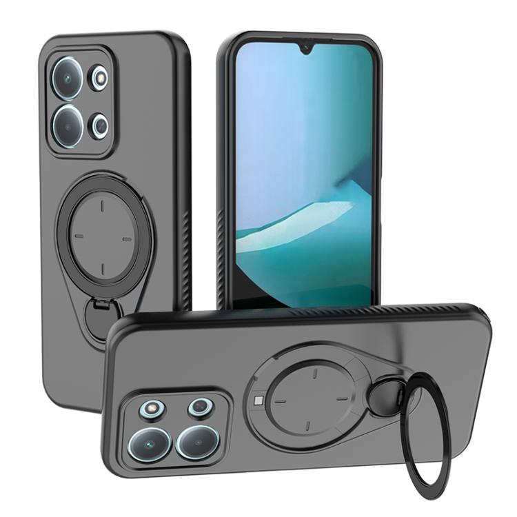 

For Redmi 15C 5G / 4G EU 173mm Ring Shield MagSafe TPU Phone Case with 360 Degree Rotating Holder(Black)