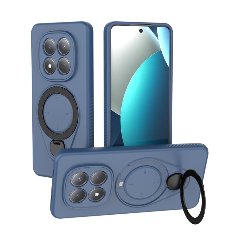 

For Redmi Note 15 Pro 4G Global 163.2mm Ring Shield MagSafe TPU Phone Case with 360 Degree Rotating Holder(Blue)