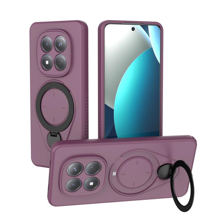 

For Redmi Note 15 Pro 4G Global 163.2mm Ring Shield MagSafe TPU Phone Case with 360 Degree Rotating Holder(Wine Red)