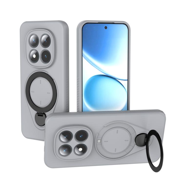 

For Redmi Note 15 Pro+ 5G 163.3mm Ring Shield MagSafe TPU Phone Case with 360 Degree Rotating Holder(Grey)