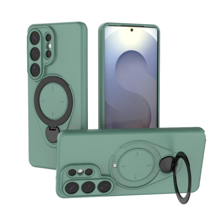 

For Samsung Galaxy S26 Ultra 5G Ring Shield MagSafe TPU Phone Case with 360 Degree Rotating Holder(Green)