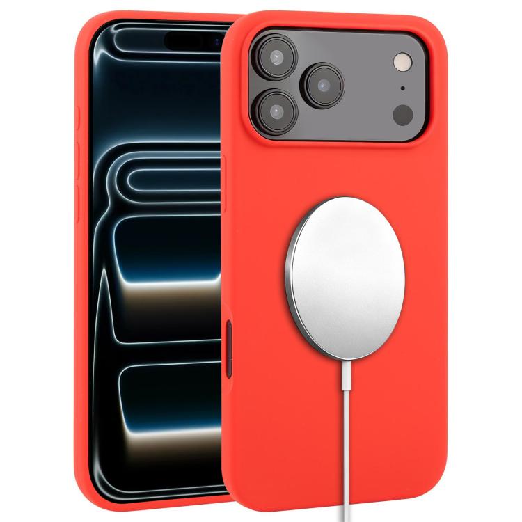 For iPhone 17 Pro Max Liquid Silicone Full Coverage MagSafe Phone Case(Red)