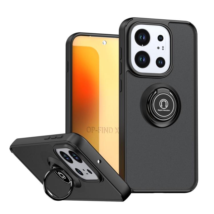 For OPPO Find X9 Q Shadow 1 Series TPU + PC Phone Case with Ring(Black)