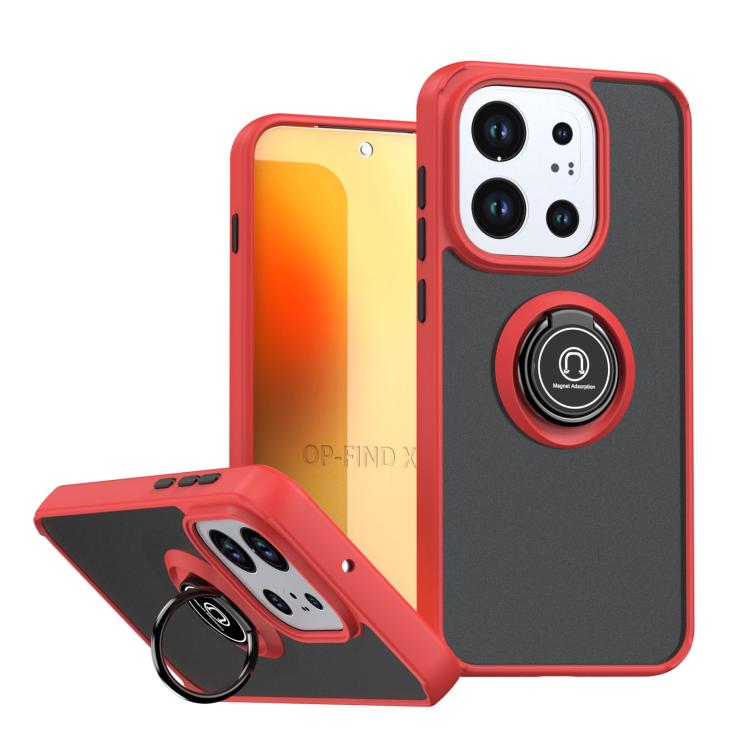 

For OPPO Find X9 Q Shadow 1 Series TPU + PC Phone Case with Ring(Red + Black)