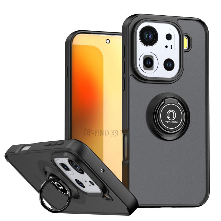 

For OPPO Find X9 Pro Q Shadow 1 Series TPU + PC Phone Case with Ring(Black)