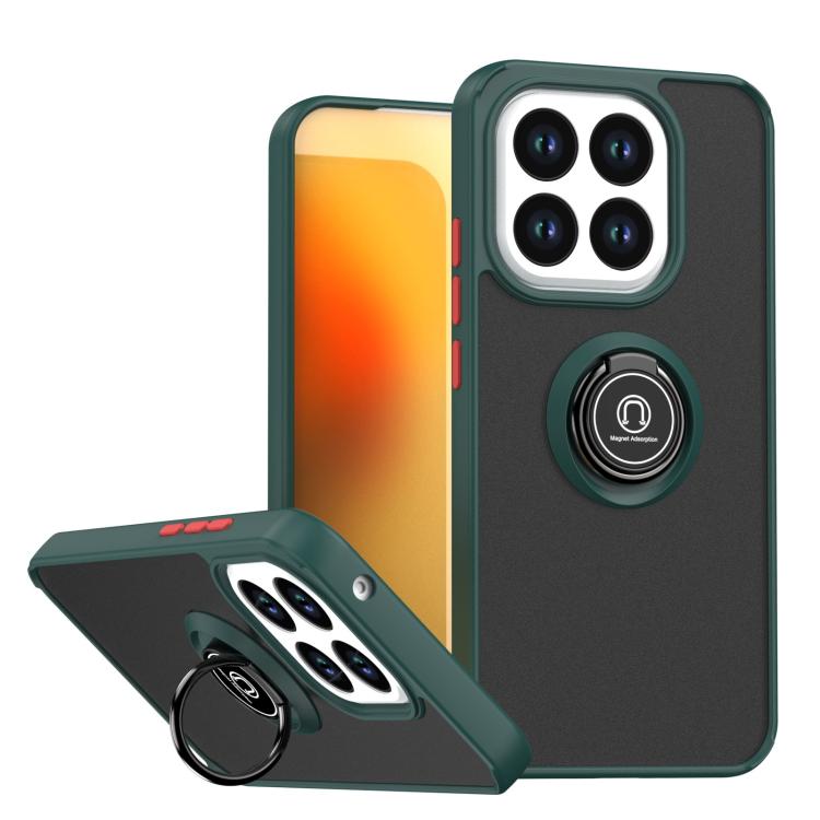 

For Xiaomi 15T 5G Q Shadow 1 Series TPU + PC Phone Case with Ring(Dark Green + Red)