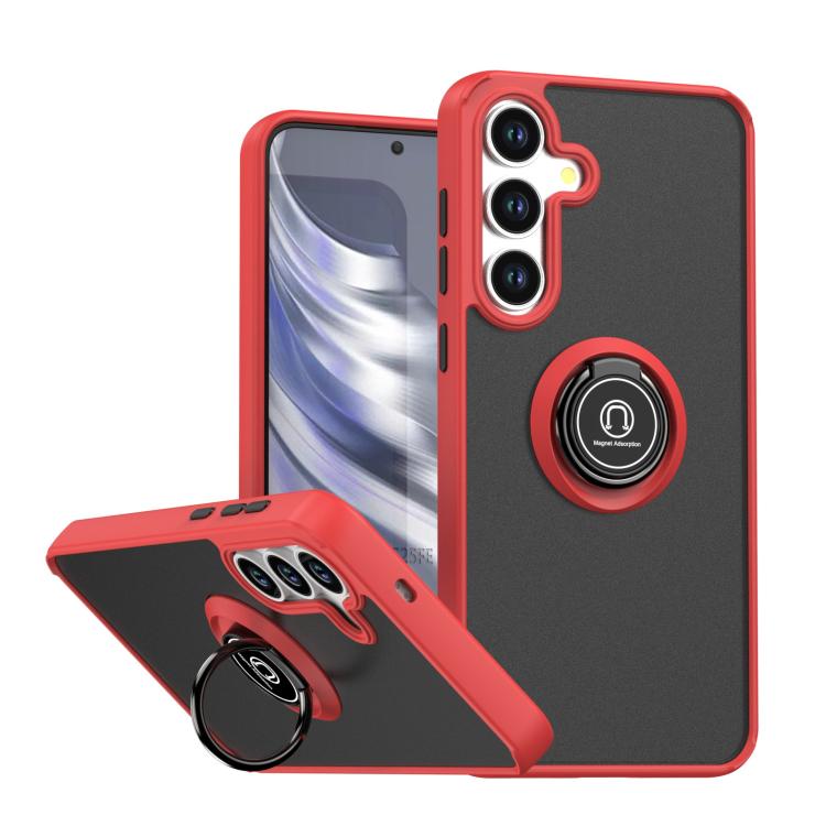 

For Samsung Galaxy S25 FE 5G Q Shadow 1 Series TPU + PC Phone Case with Ring(Red)