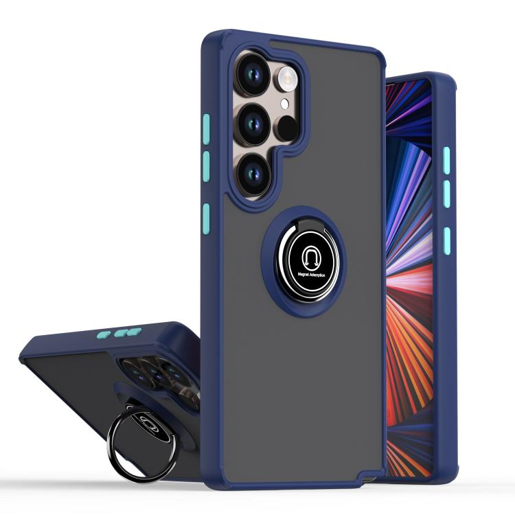 

For Samsung Galaxy S26 Ultra 5G Q Shadow 1 Series TPU + PC Phone Case with Ring(Royal Blue)