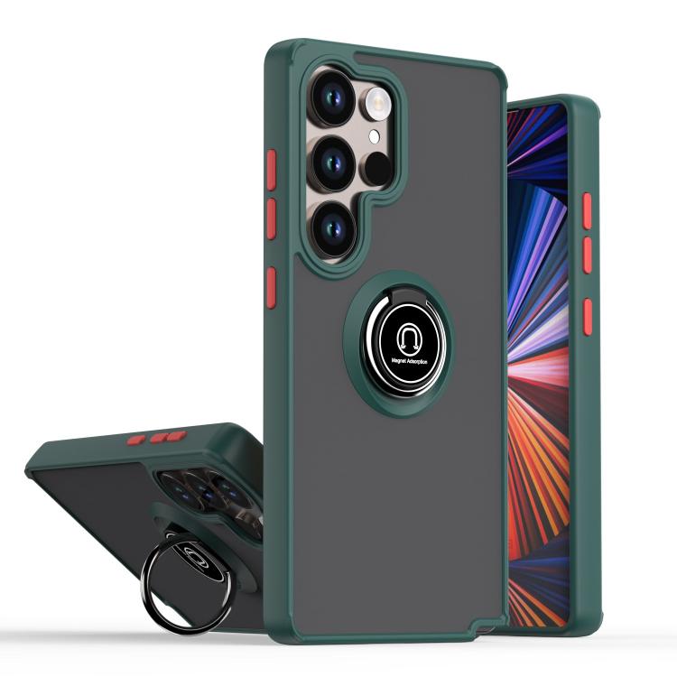 

For Samsung Galaxy S26 Ultra 5G Q Shadow 1 Series TPU + PC Phone Case with Ring(Dark Green)
