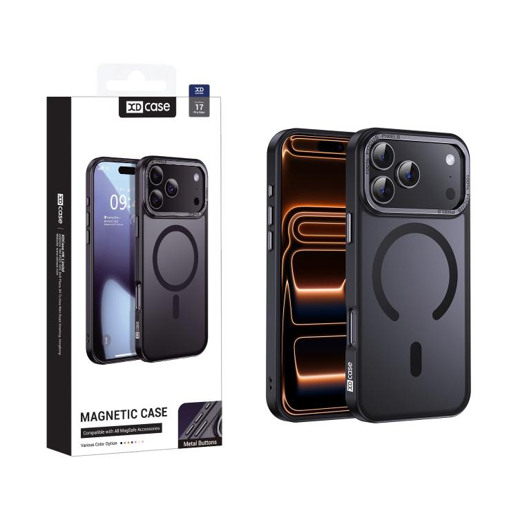 For iPhone 17 Pro Max XDcase Metal Lens Frame Skin Feel Magnetic Phone Case(Black)
