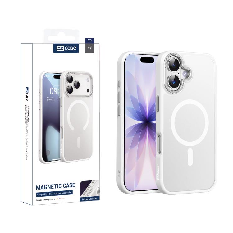 

For iPhone 17 XDcase Metal Lens Frame Skin Feel Magnetic Phone Case(White)