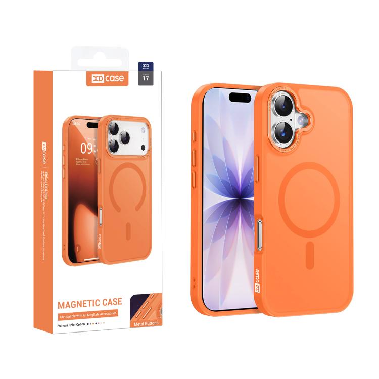 For iPhone 17 XDcase Metal Lens Frame Skin Feel Magnetic Phone Case(Orange)