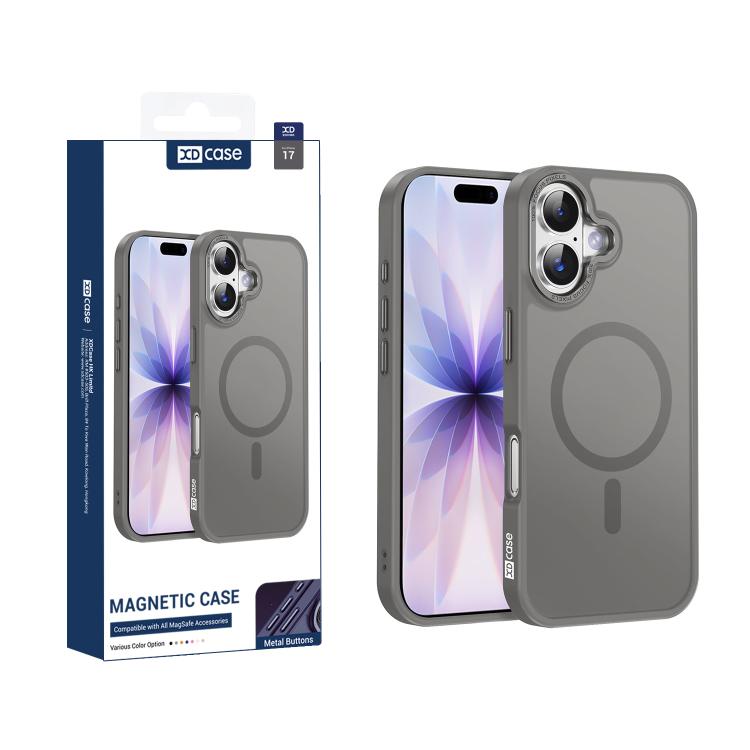 

For iPhone 17 XDcase Metal Lens Frame Skin Feel Magnetic Phone Case(Grey)