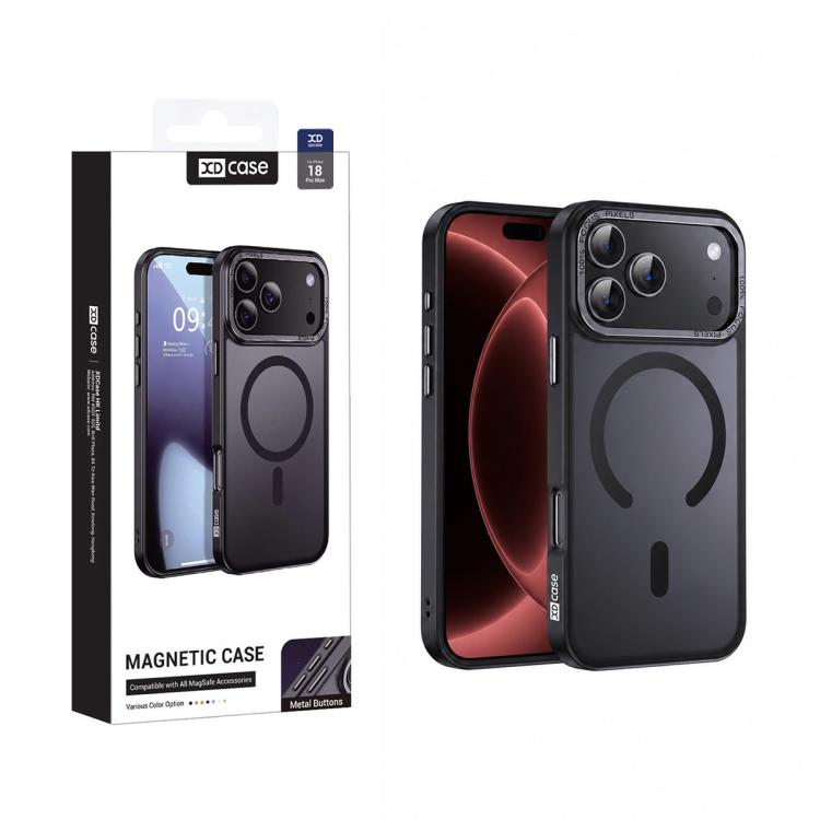 For iPhone 18 Pro Max XDcase Metal Lens Frame Skin Feel Magnetic Phone Case(Black)