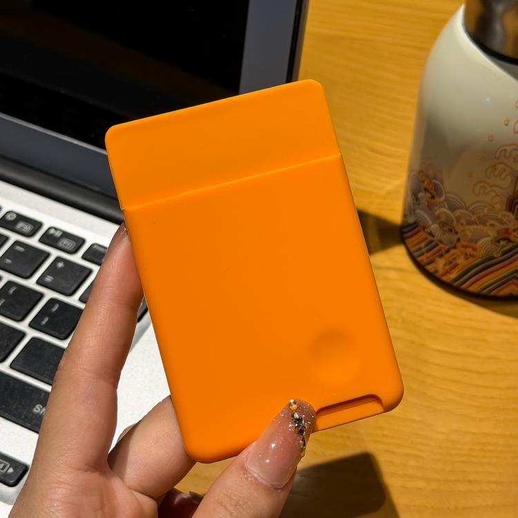 

Phone Back Sticker Liquid Silicone Card Bag(Orange)