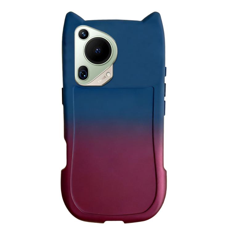 

For Huawei Pura 70 Ultra Gradient Cat Ear Design TPU Phone Case(Blue Red)