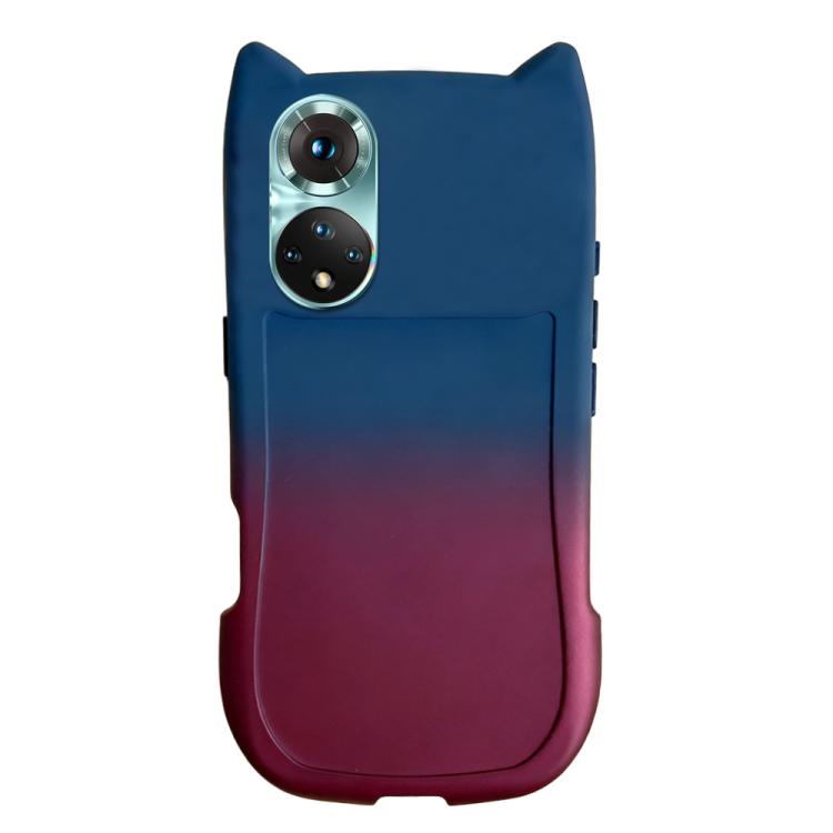 

For Honor 50 Pro Gradient Cat Ear Design TPU Phone Case(Blue Red)