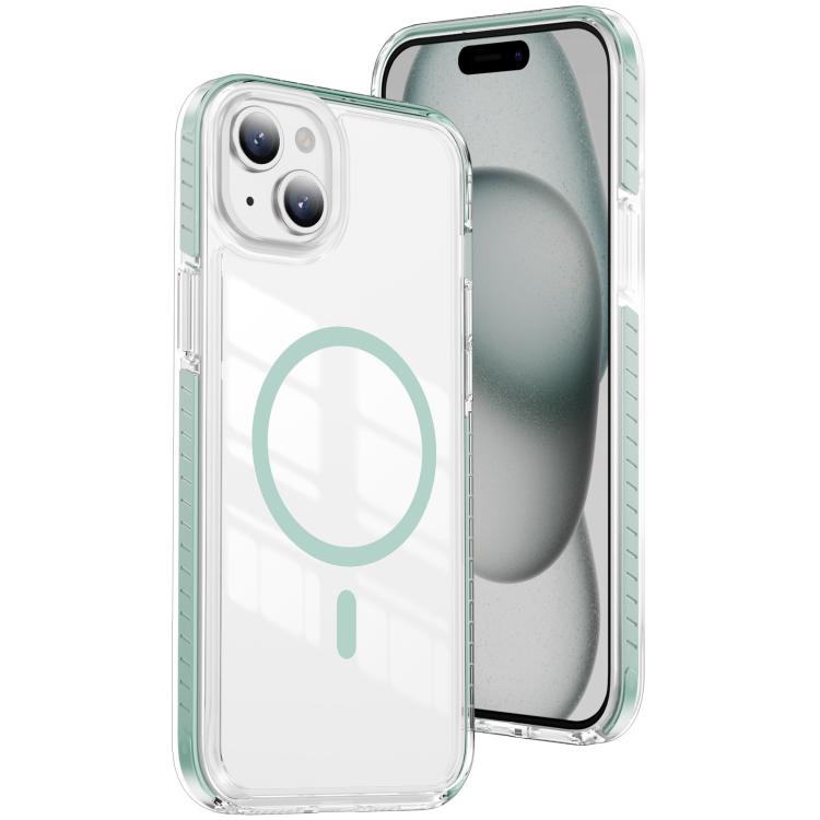 

For iPhone 14 / 13 Crystal Shield Clear Magnetic Acrylic Hybrid TPU Phone Case(Mint Green)