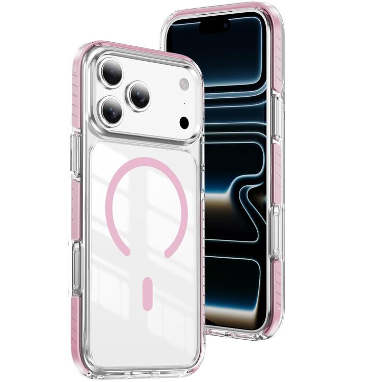 

For iPhone 18 Pro Crystal Shield Clear Magnetic Acrylic Hybrid TPU Phone Case(Pink)