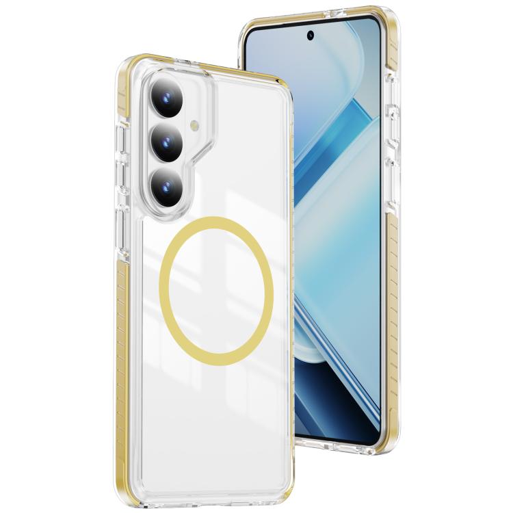 For Samsung Galaxy S26 5G Crystal Shield Clear Magnetic Acrylic Hybrid TPU Phone Case(Yellow)