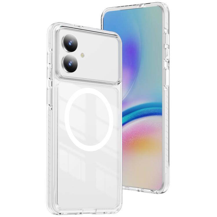 

For Samsung Galaxy S26 Edge 5G Crystal Shield Clear Magnetic Acrylic Hybrid TPU Phone Case(White)