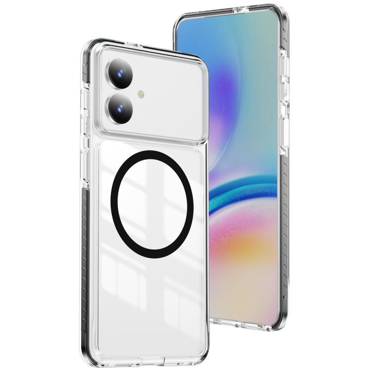 

For Samsung Galaxy S26 Edge 5G Crystal Shield Clear Magnetic Acrylic Hybrid TPU Phone Case(Black)
