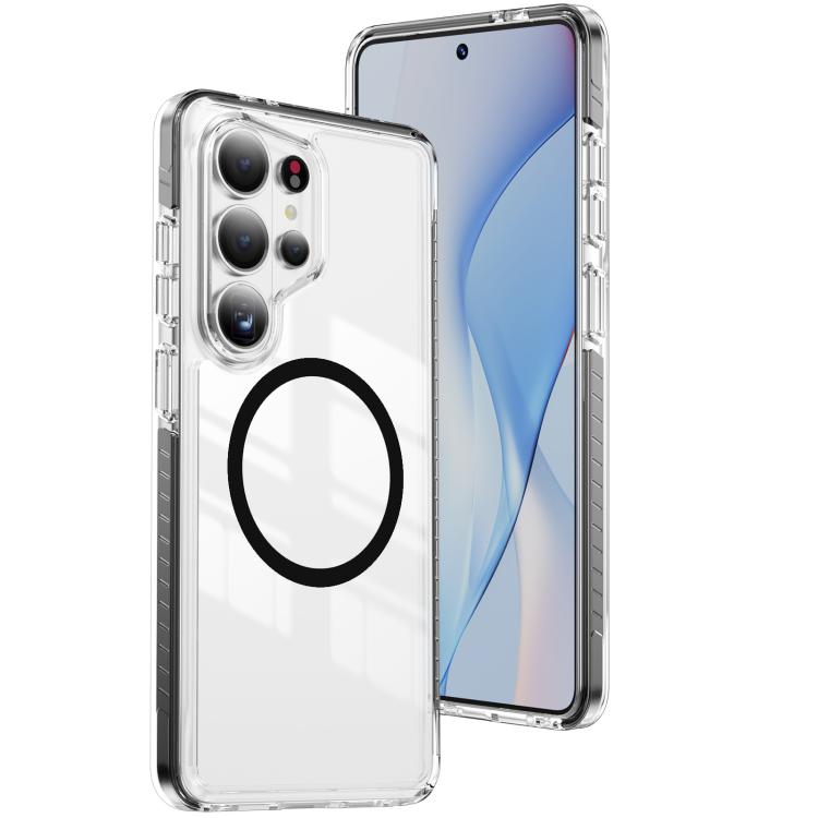 For Samsung Galaxy S26 Ultra 5G Crystal Shield Clear Magnetic Acrylic Hybrid TPU Phone Case(Black)