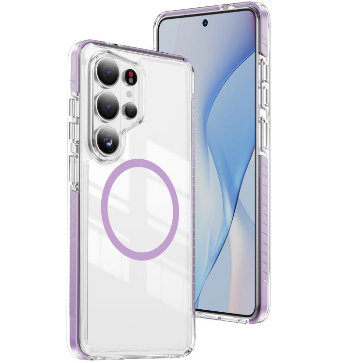 

For Samsung Galaxy S26 Ultra 5G Crystal Shield Clear Magnetic Acrylic Hybrid TPU Phone Case(Purple)