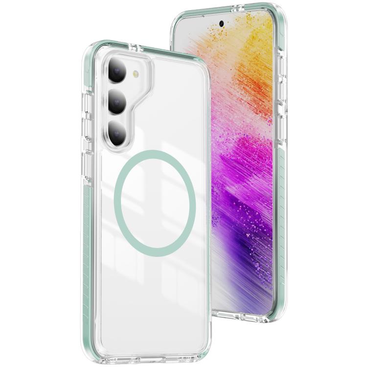 

For Samsung Galaxy S23+ 5G Crystal Shield Clear Magnetic Acrylic Hybrid TPU Phone Case(Mint Green)