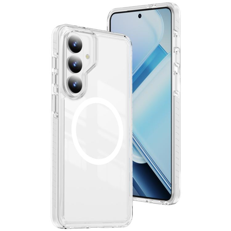 

For Samsung Galaxy S25+ / S24+ 5G Crystal Shield Clear Magnetic Acrylic Hybrid TPU Phone Case(White)