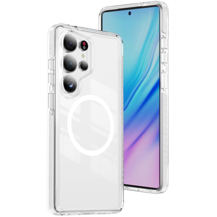 

For Samsung Galaxy S25 Ultra 5G Crystal Shield Clear Magnetic Acrylic Hybrid TPU Phone Case(White)