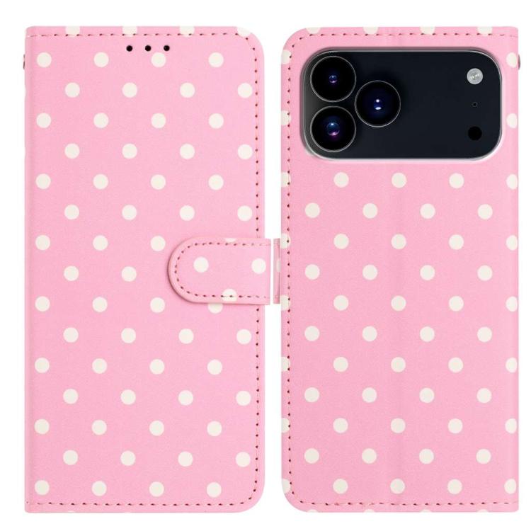 

For iPhone 17 Pro Max Small Dots Pattern Vegan Leather Phone Case(Pink)
