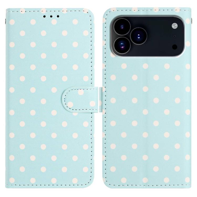 

For iPhone 17 Pro Max Small Dots Pattern Vegan Leather Phone Case(Light Blue)