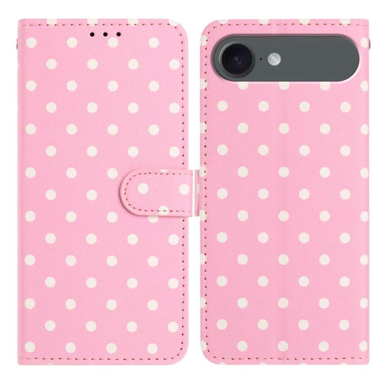 

For iPhone Air Small Dots Pattern Vegan Leather Phone Case(Pink)