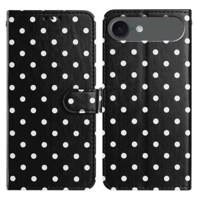 

For iPhone Air Small Dots Pattern Vegan Leather Phone Case(Black)