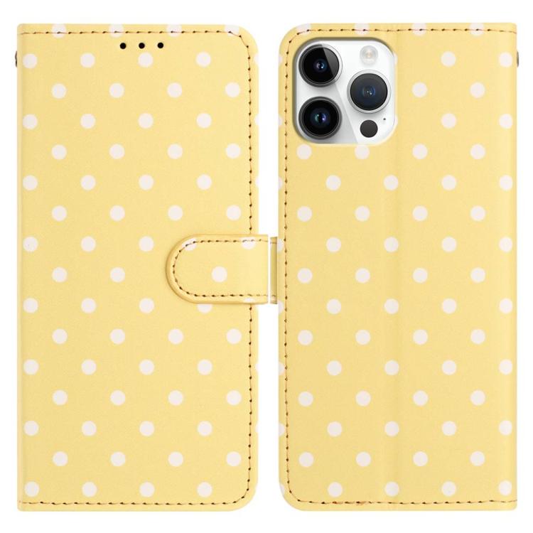 

For iPhone 15 Pro Small Dots Pattern Vegan Leather Phone Case(Yellow)
