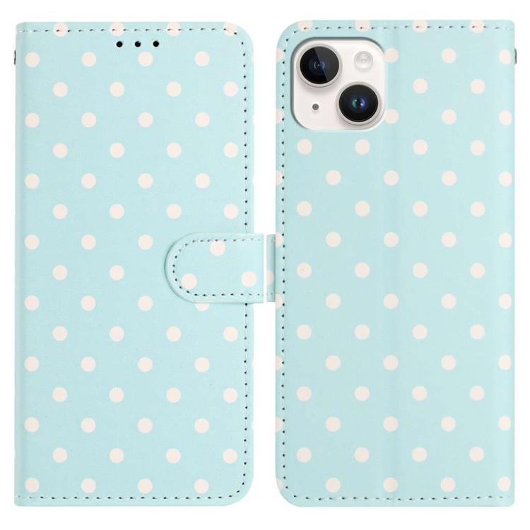 

For iPhone 14 Plus Small Dots Pattern Vegan Leather Phone Case(Light Blue)