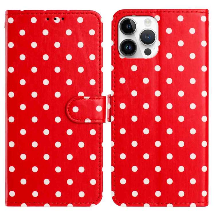 

For iPhone 14 Pro Max Small Dots Pattern Vegan Leather Phone Case(Red)