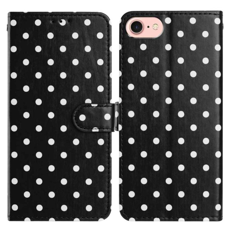 

For iPhone SE 2022 / SE 2020 / 7 / 8 Small Dots Pattern Vegan Leather Phone Case(Black)