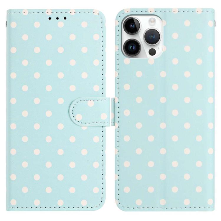 

For iPhone 13 Pro Small Dots Pattern Vegan Leather Phone Case(Light Blue)