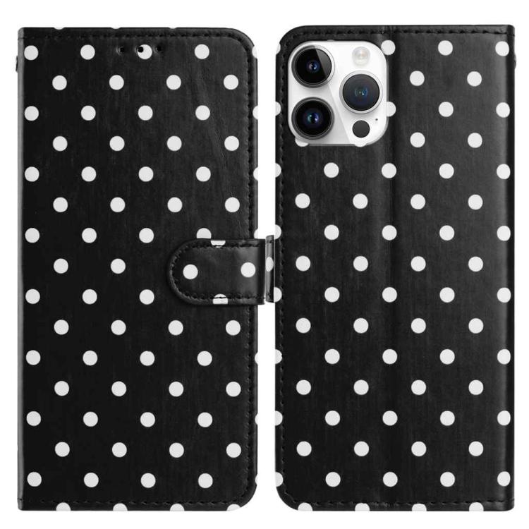 

For iPhone 13 Pro Small Dots Pattern Vegan Leather Phone Case(Black)