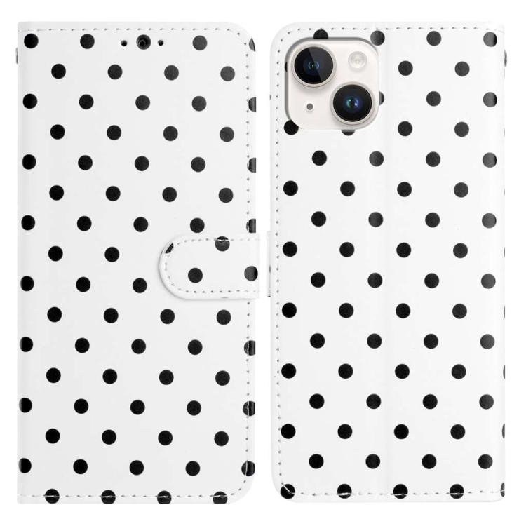 

For iPhone 13 Small Dots Pattern Vegan Leather Phone Case(White)