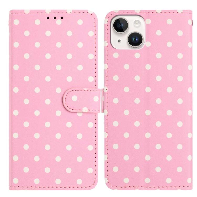 

For iPhone 13 mini Small Dots Pattern Vegan Leather Phone Case(Pink)