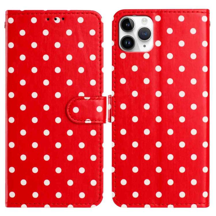 

For iPhone 11 Pro Max Small Dots Pattern Vegan Leather Phone Case(Red)