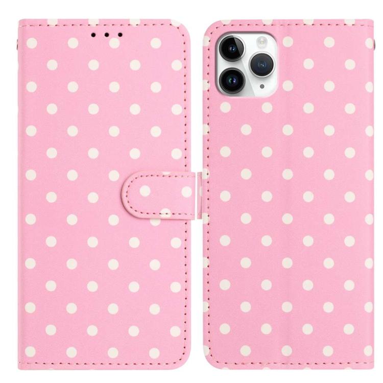 

For iPhone 11 Pro Max Small Dots Pattern Vegan Leather Phone Case(Pink)