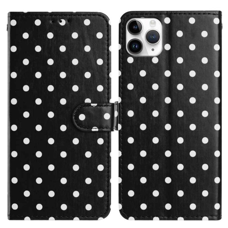 

For iPhone 11 Pro Max Small Dots Pattern Vegan Leather Phone Case(Black)