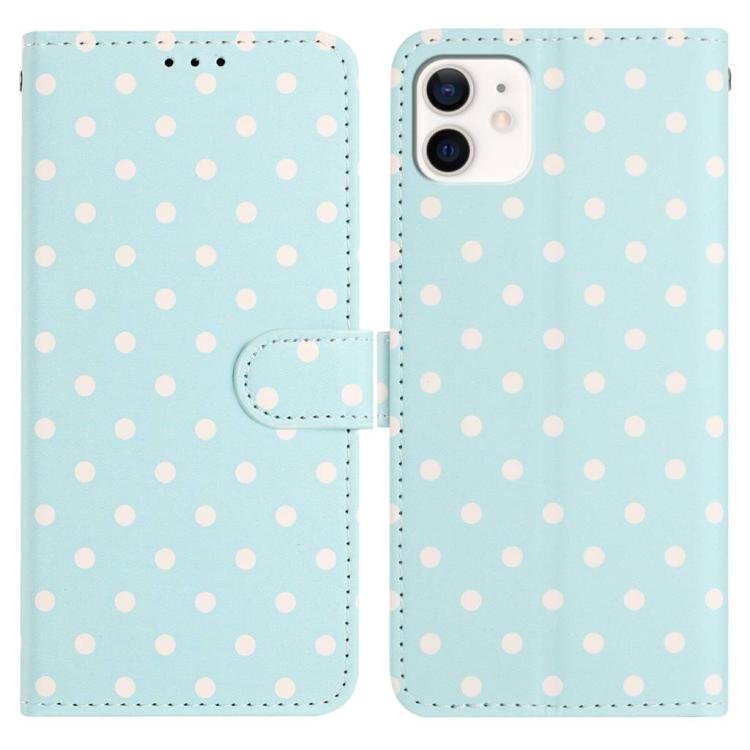 

For iPhone 11 Small Dots Pattern Vegan Leather Phone Case(Light Blue)