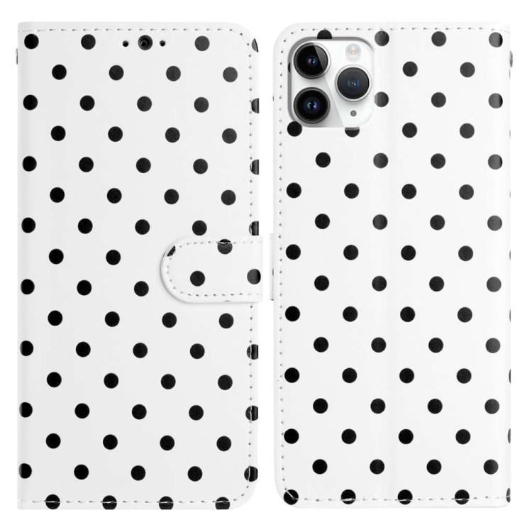 

For iPhone 11 Pro Small Dots Pattern Vegan Leather Phone Case(White)