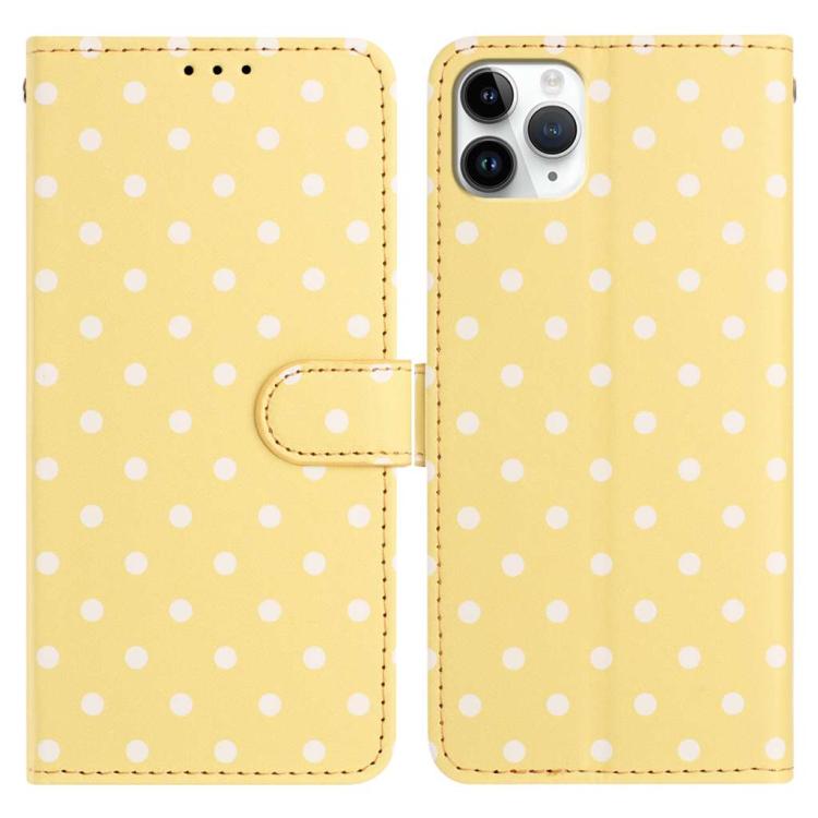 

For iPhone 11 Pro Small Dots Pattern Vegan Leather Phone Case(Yellow)